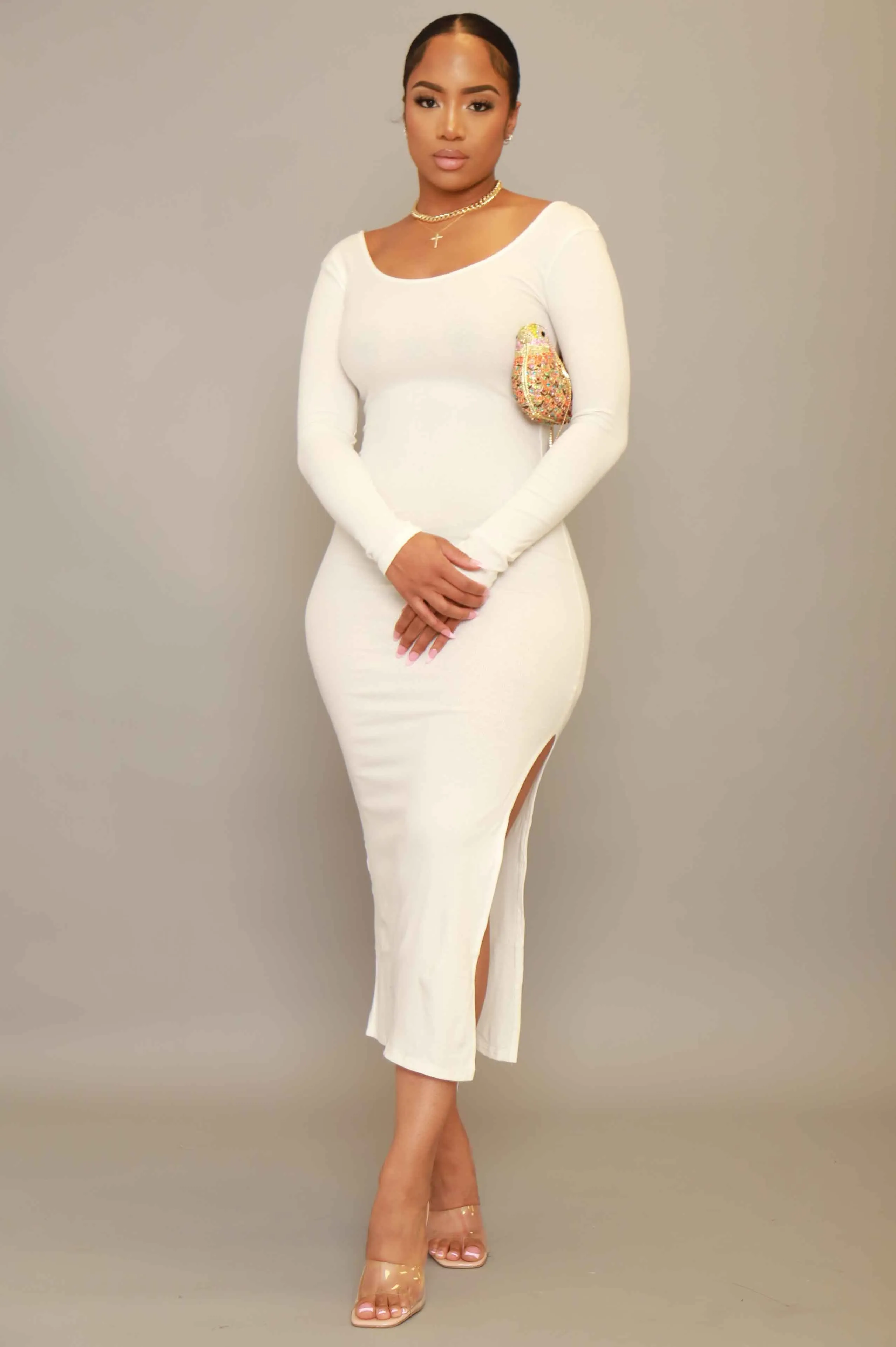 Good Love Scoop Neck Midi Dress - Soft White sold by Swankaposh