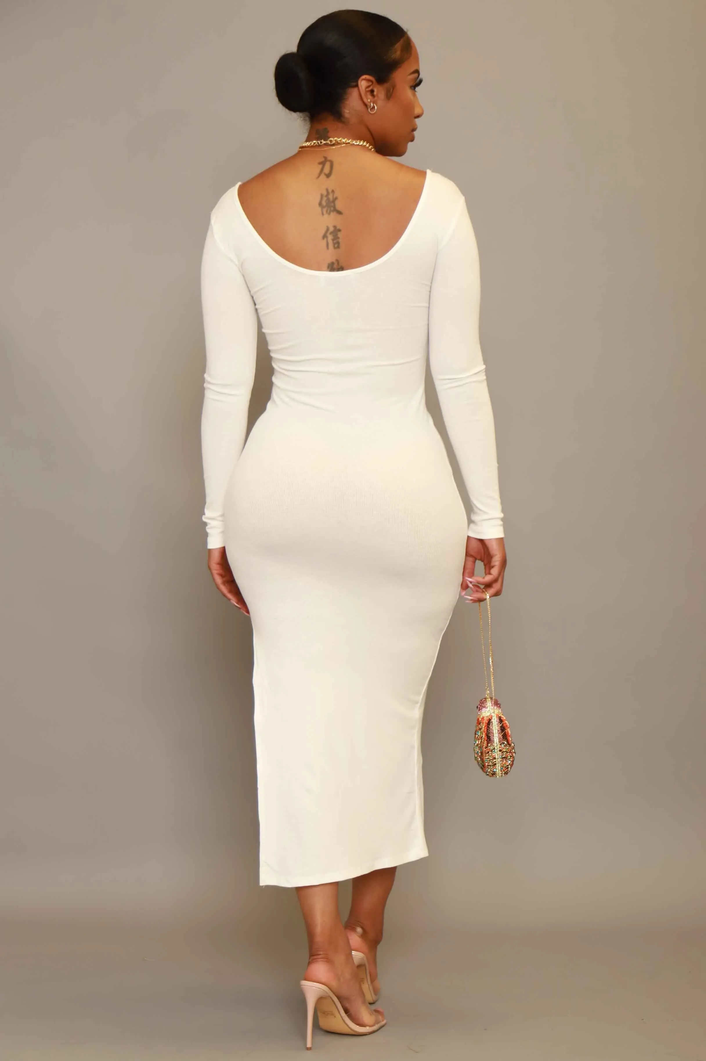 Good Love Scoop Neck Midi Dress - Soft White sold by Swankaposh product image thumbnail 3