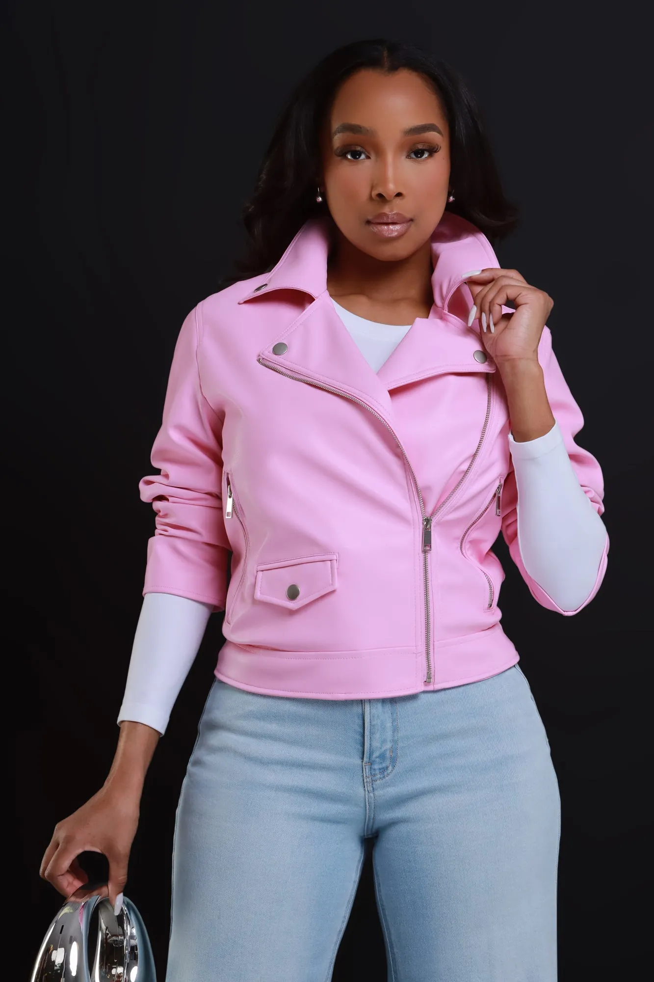 It's A Mood Faux Leather Jacket - Pink sold by Swankaposh product image thumbnail 5