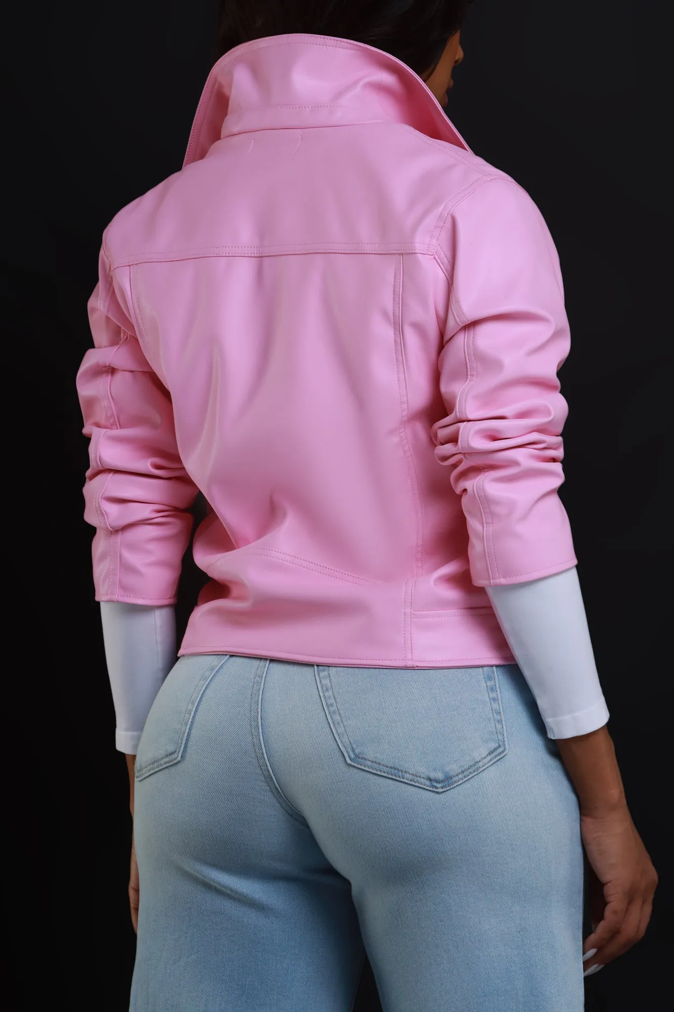 It's A Mood Faux Leather Jacket - Pink sold by Swankaposh product image thumbnail 3