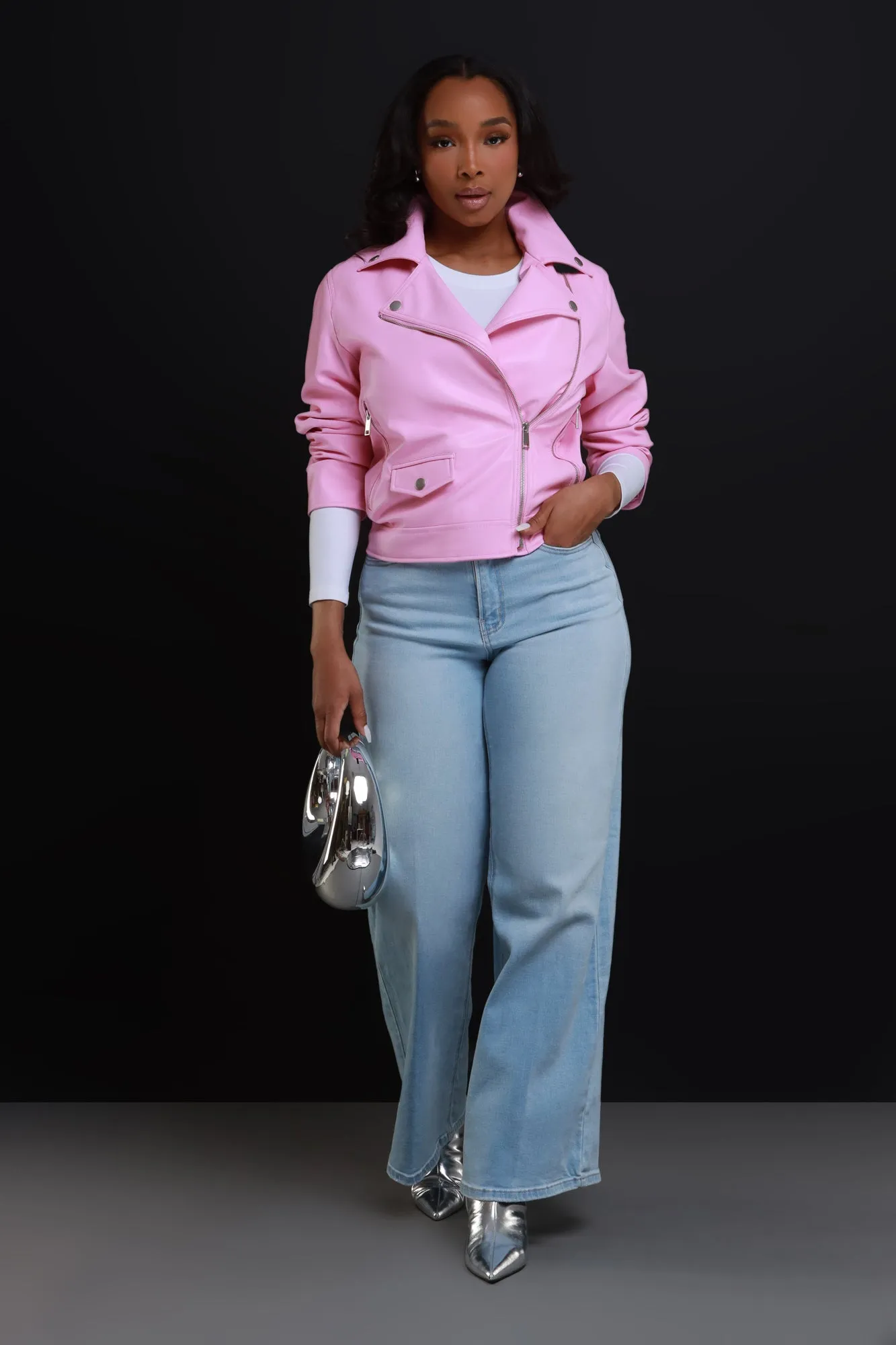 It's A Mood Faux Leather Jacket - Pink sold by Swankaposh product image thumbnail 4