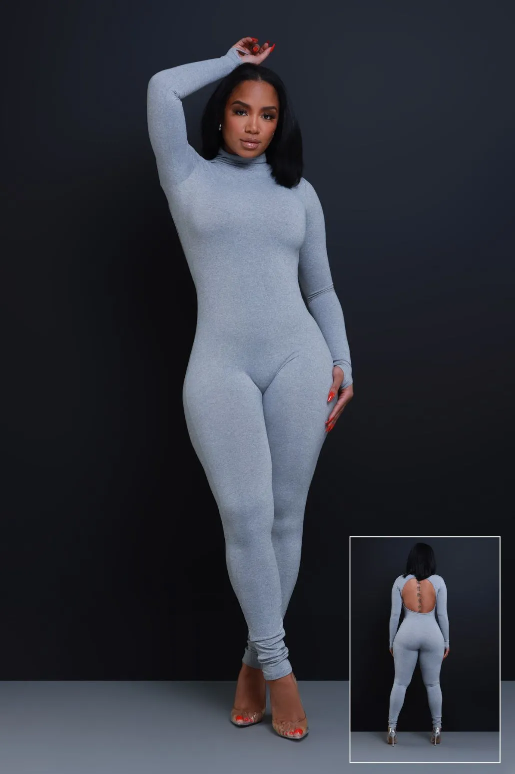 After Hours Open Back Jumpsuit - Heather Grey sold by Swankaposh