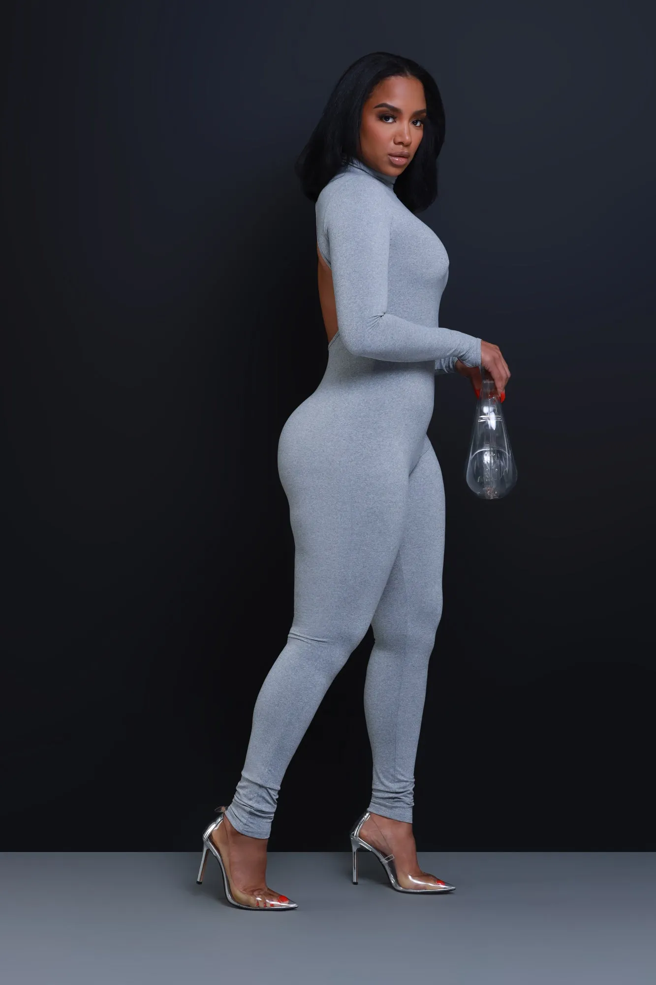 After Hours Open Back Jumpsuit - Heather Grey sold by Swankaposh product image thumbnail 4