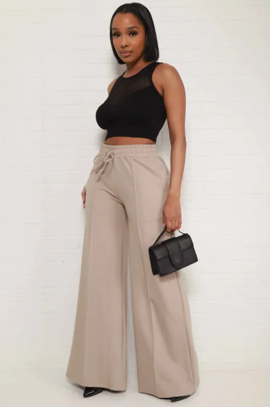 Day Off Wide Flare Pants - Nude sold by Swankaposh