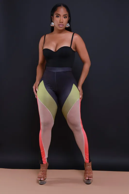 After All High Rise Multicolor Leggings - Black/Pink sold by Swankaposh
