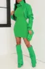 Class Act Textured Turtleneck Mini Dress - Kelly Green sold by Swankaposh