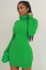 Class Act Textured Turtleneck Mini Dress - Kelly Green sold by Swankaposh