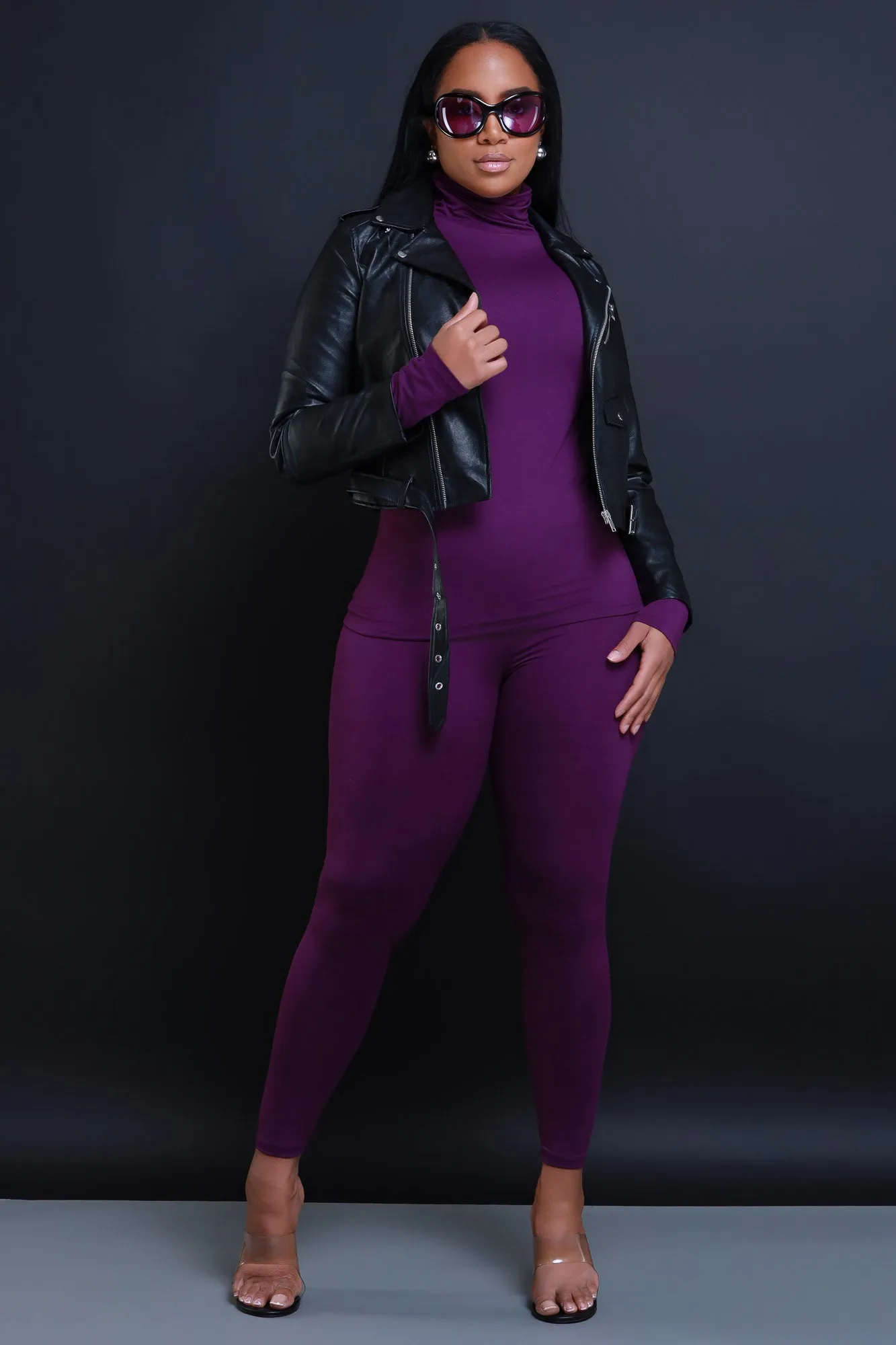Record Timing Legging Set - Dark Plum sold by Swankaposh product image thumbnail 4