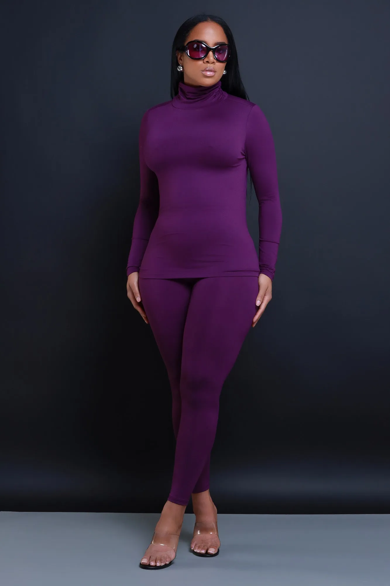 Record Timing Legging Set - Dark Plum sold by Swankaposh