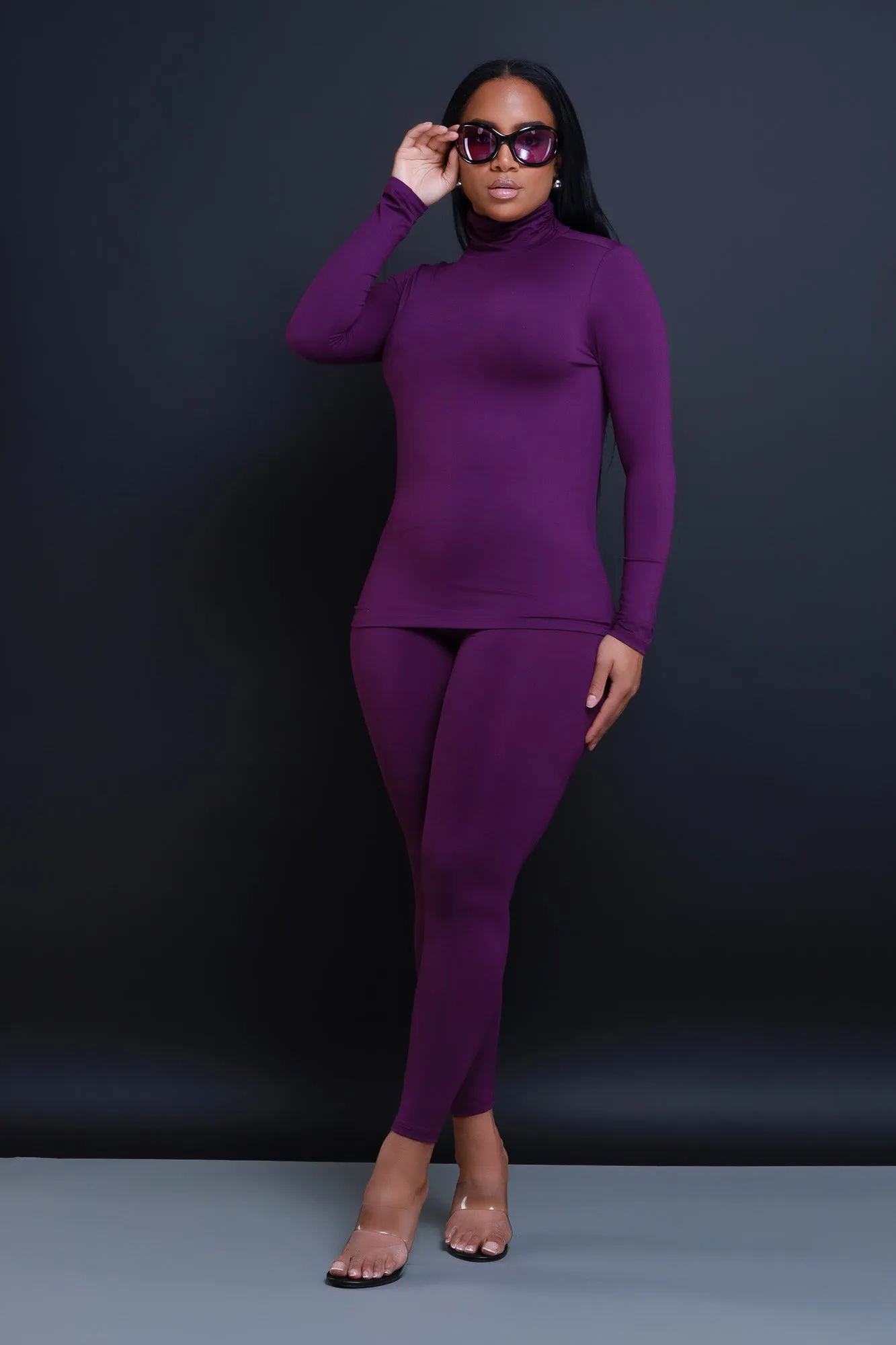 Record Timing Legging Set - Dark Plum sold by Swankaposh product image thumbnail 5