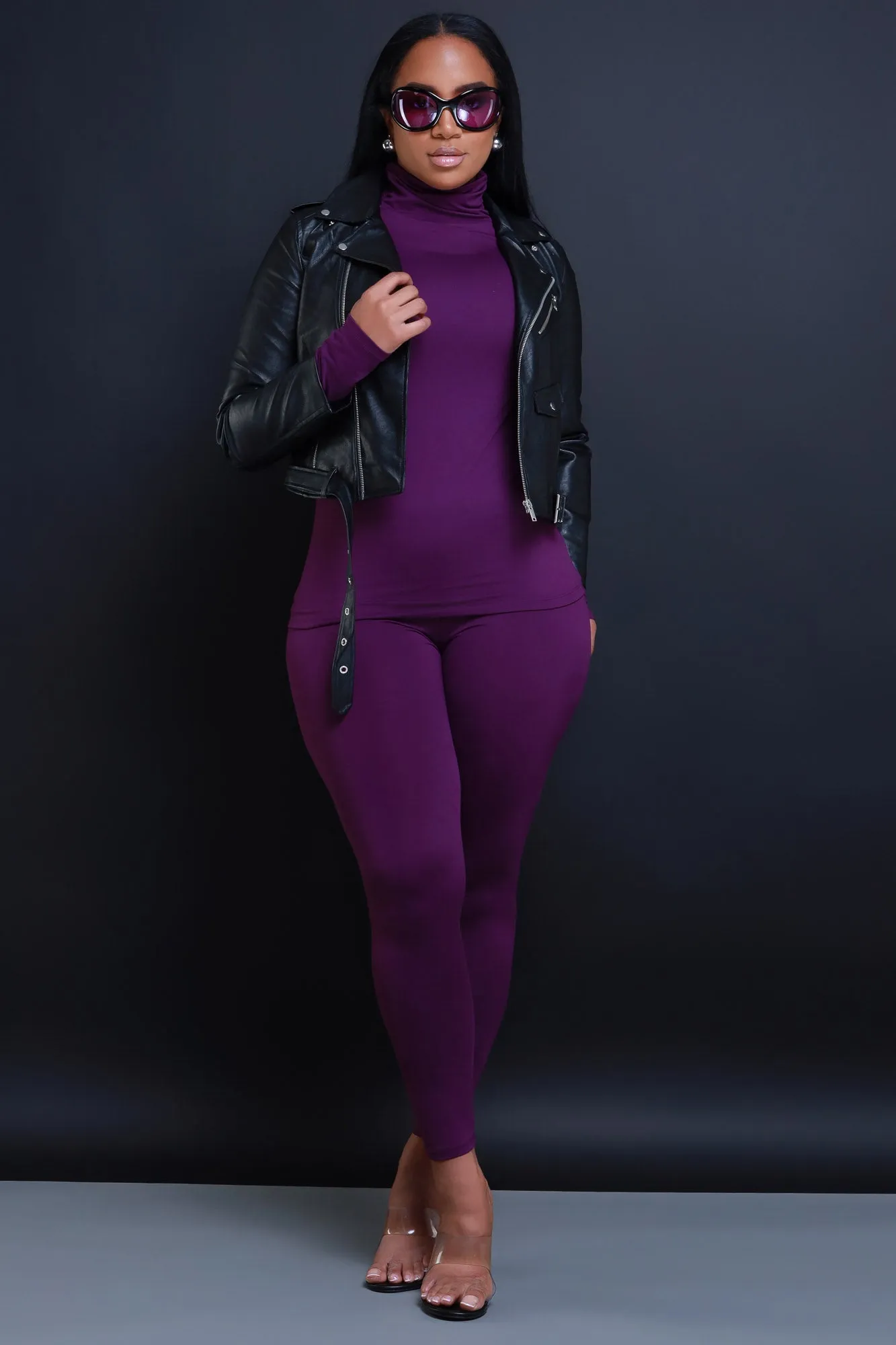 Record Timing Legging Set - Dark Plum sold by Swankaposh product image thumbnail 2
