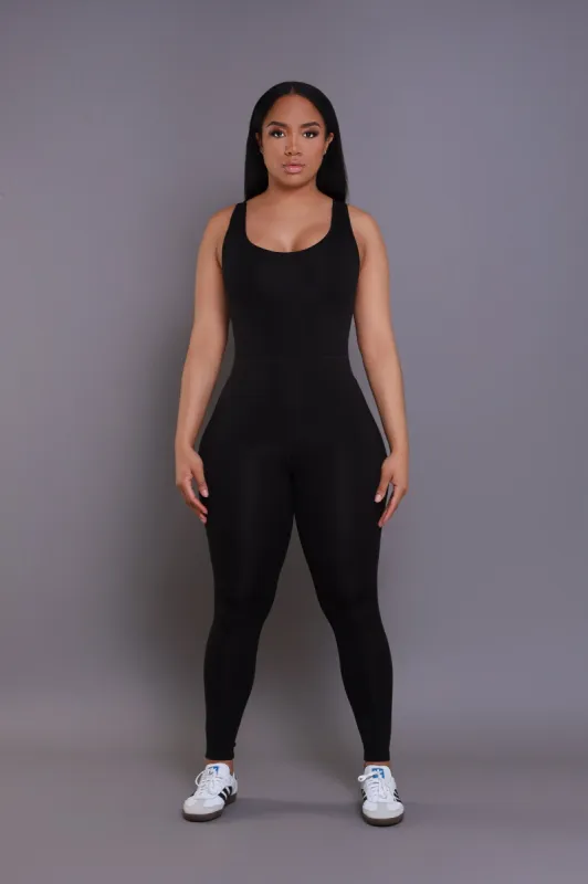 Sync Up NUW Sleeveless Jumpsuit - Black sold by Swankaposh