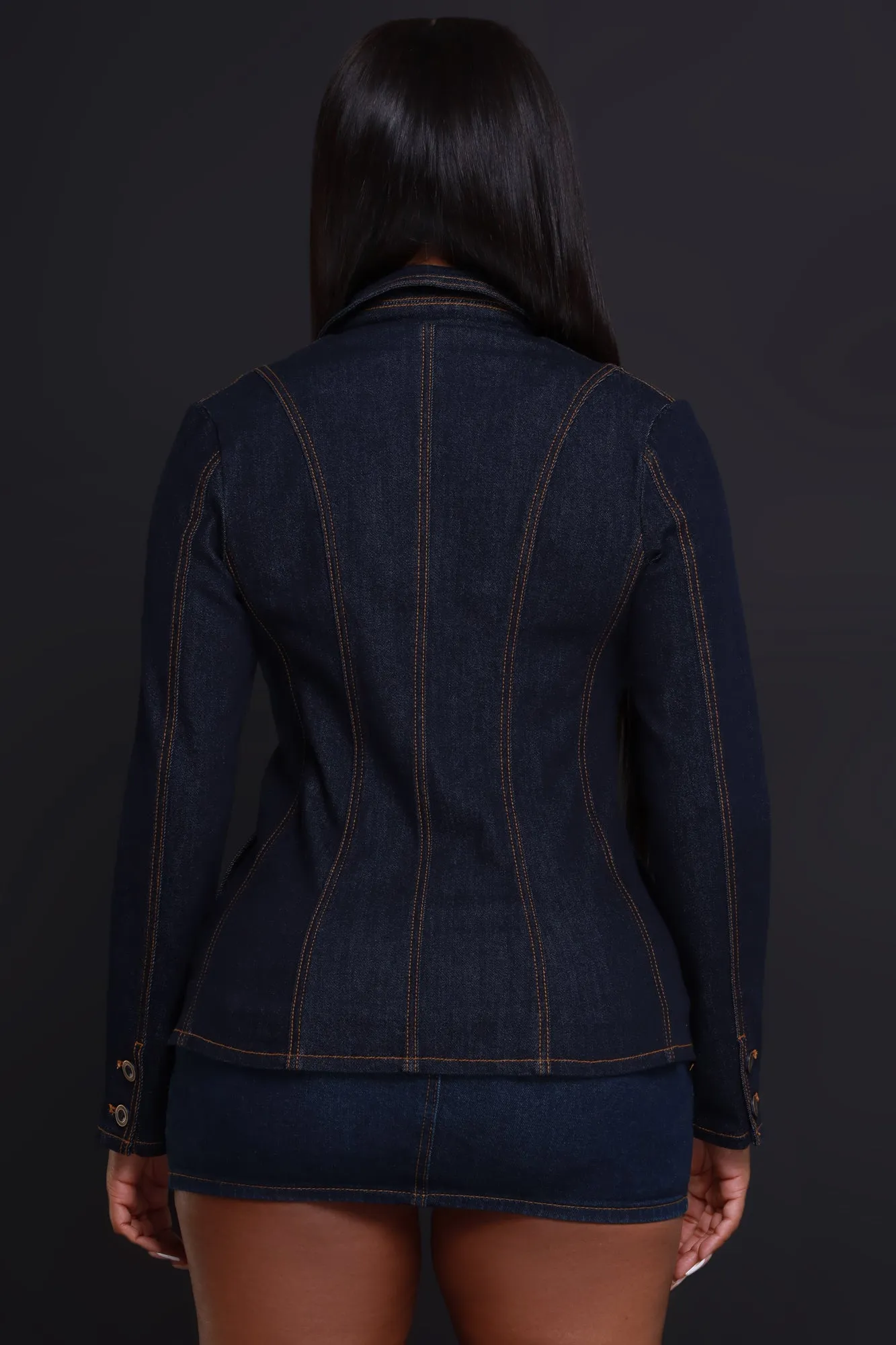 What's Good Long Sleeve Button Up Denim Jacket - Dark Wash sold by Swankaposh product image thumbnail 3