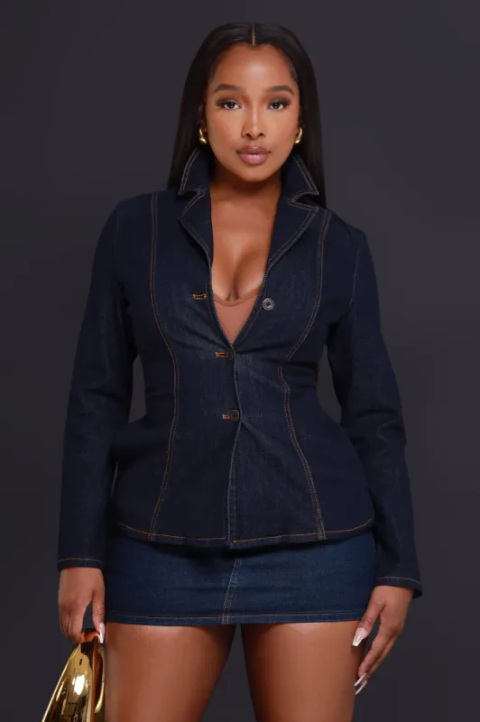 What's Good Long Sleeve Button Up Denim Jacket - Dark Wash sold by Swankaposh