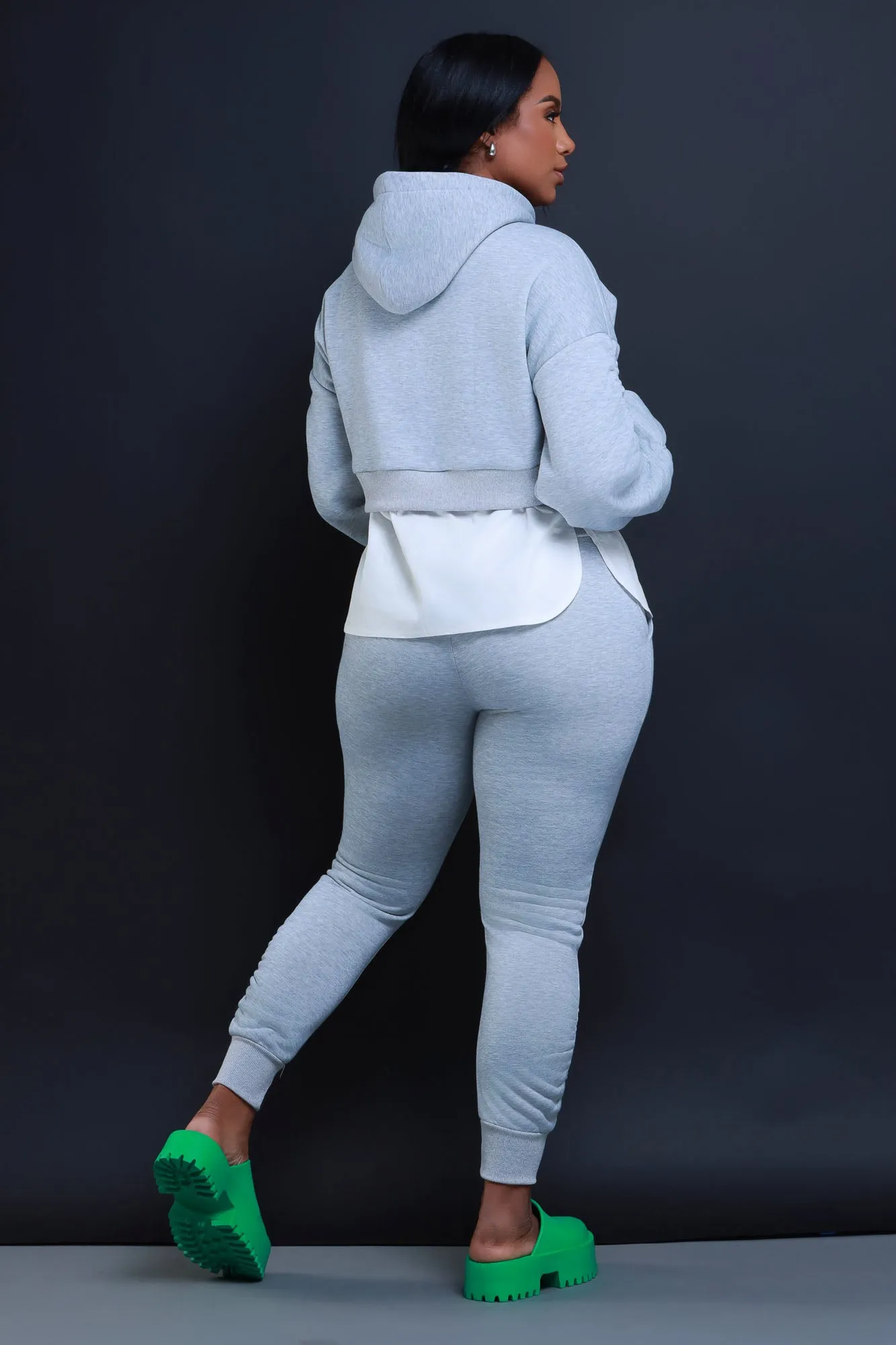 Excuse The Mess Layered Hooded Lounge Set - Heather Grey sold by Swankaposh product image thumbnail 3