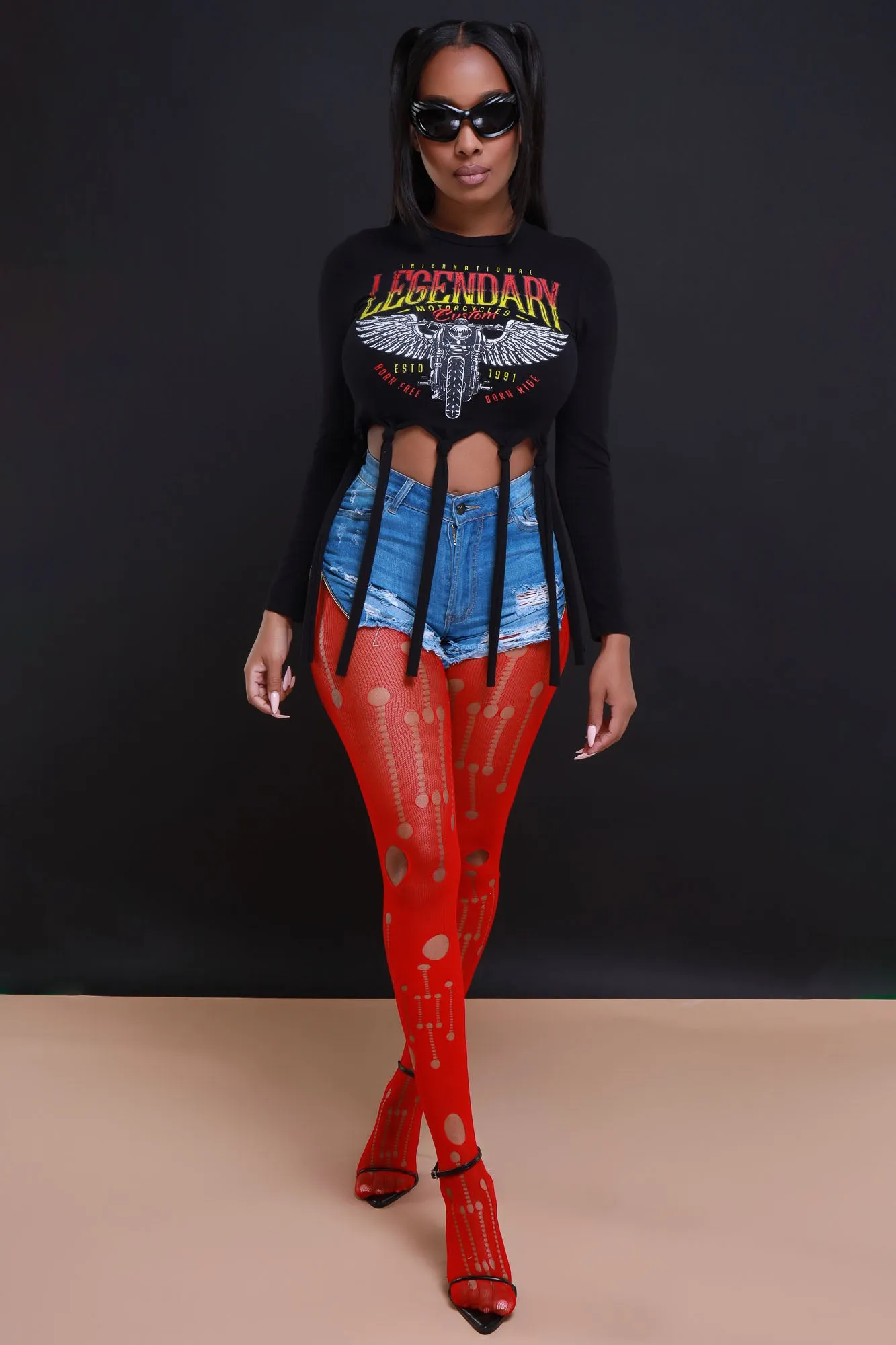 Legends Graphic Fringe Crop Top - Black sold by Swankaposh product image thumbnail 2