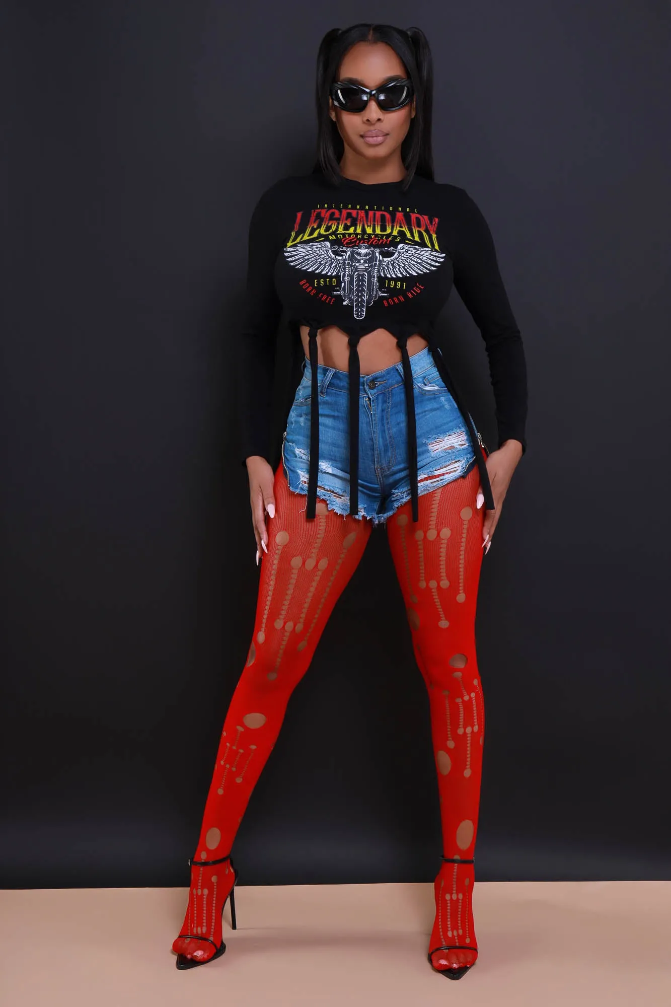 Legends Graphic Fringe Crop Top - Black sold by Swankaposh product image thumbnail 4