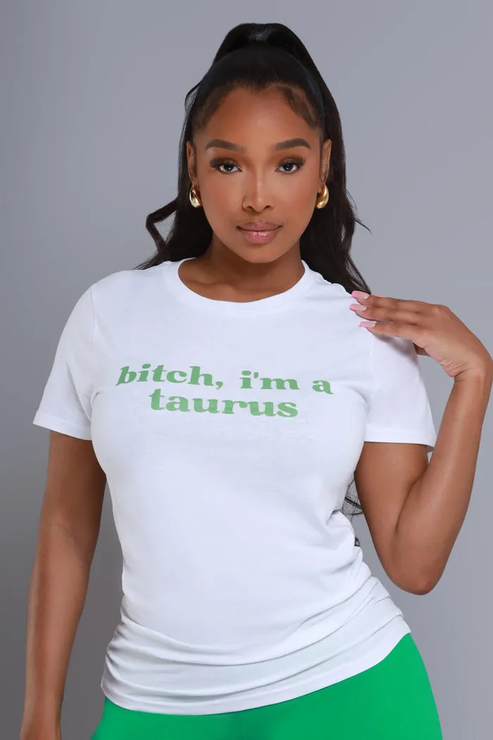 Taurus Season Graphic Print T-Shirt - White/Green sold by Swankaposh