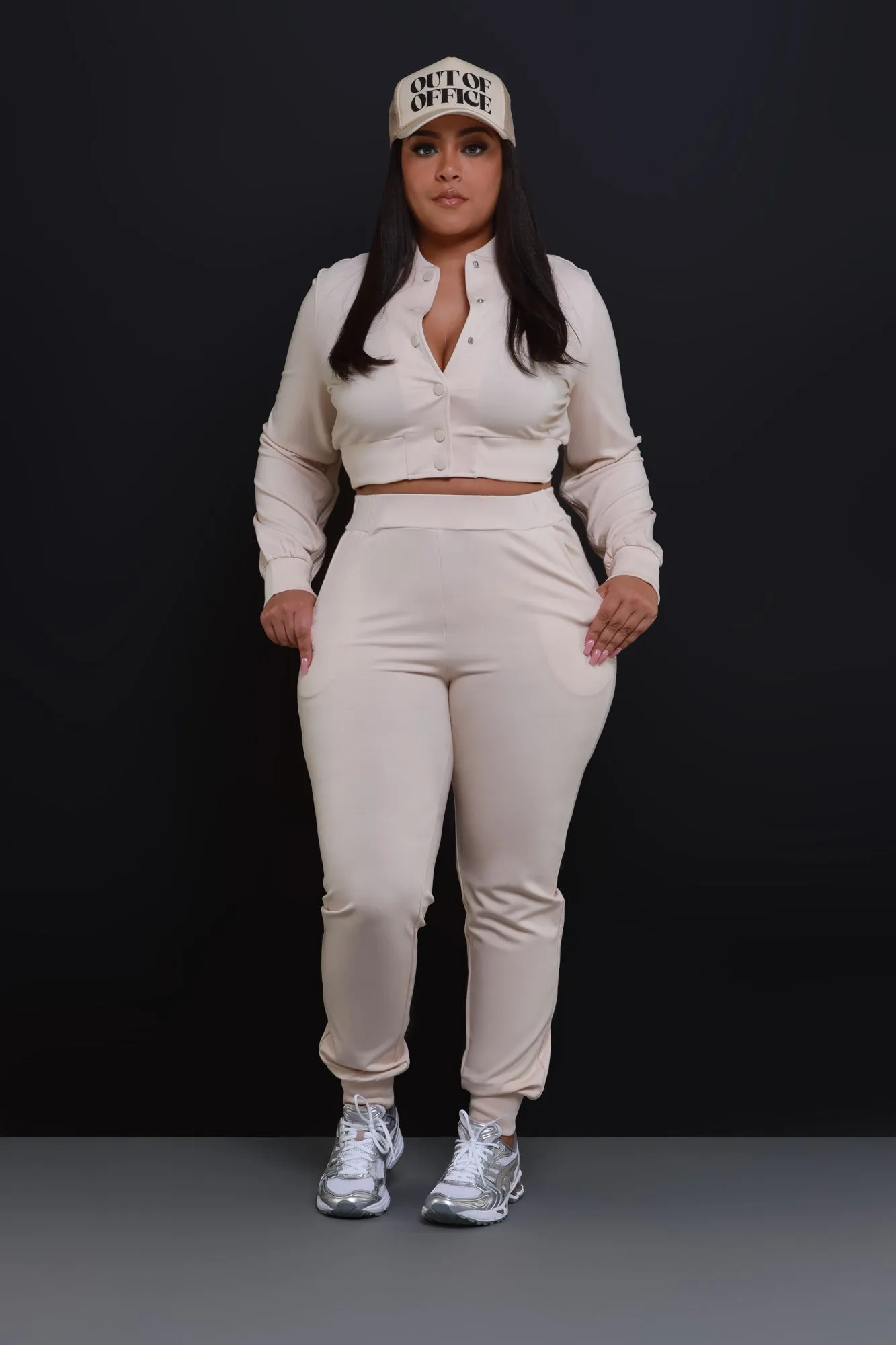 Had Enough Zippered Cropped Jogger Set - Light Brown sold by Swankaposh