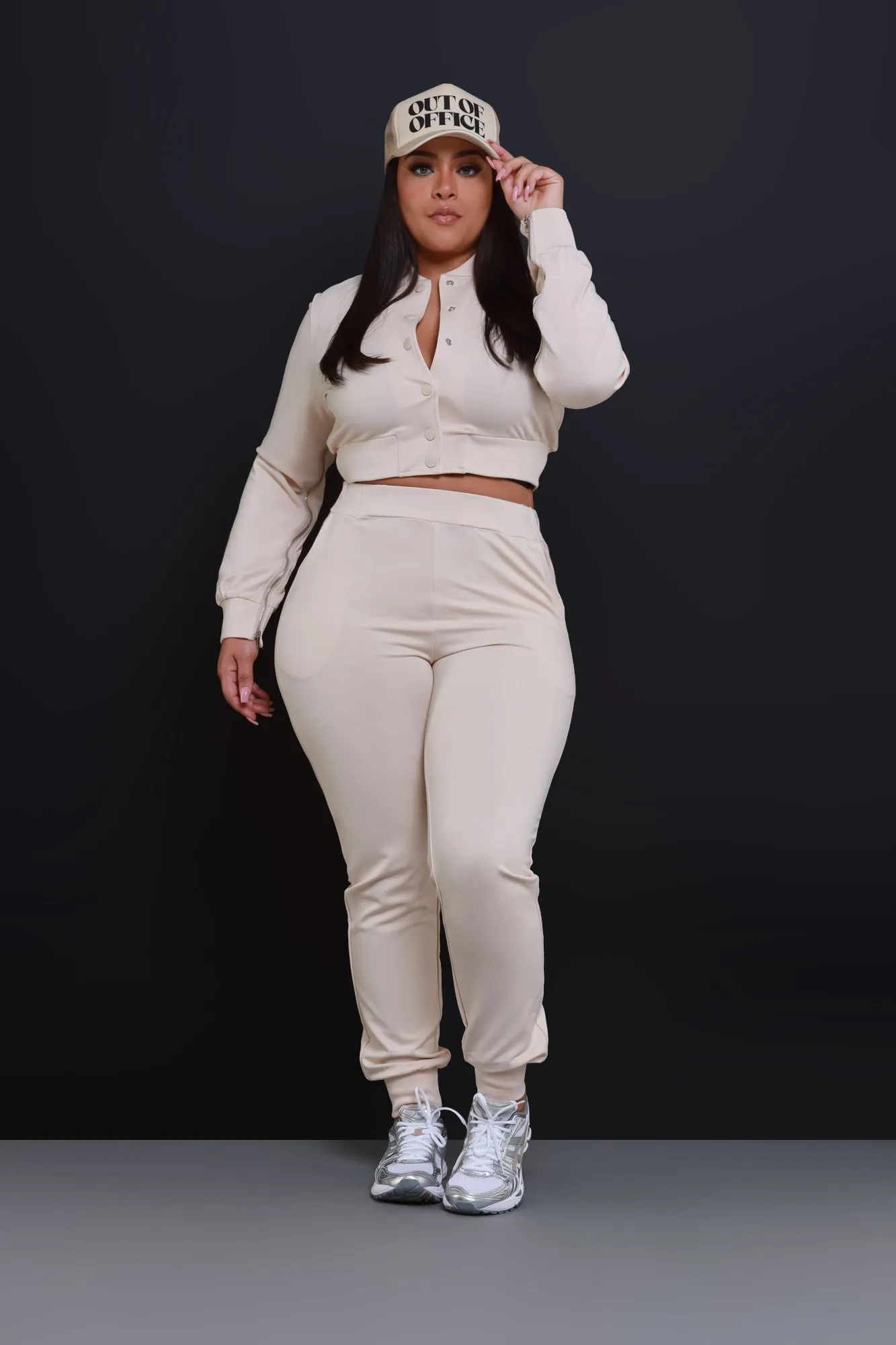 Had Enough Zippered Cropped Jogger Set - Light Brown sold by Swankaposh product image thumbnail 4