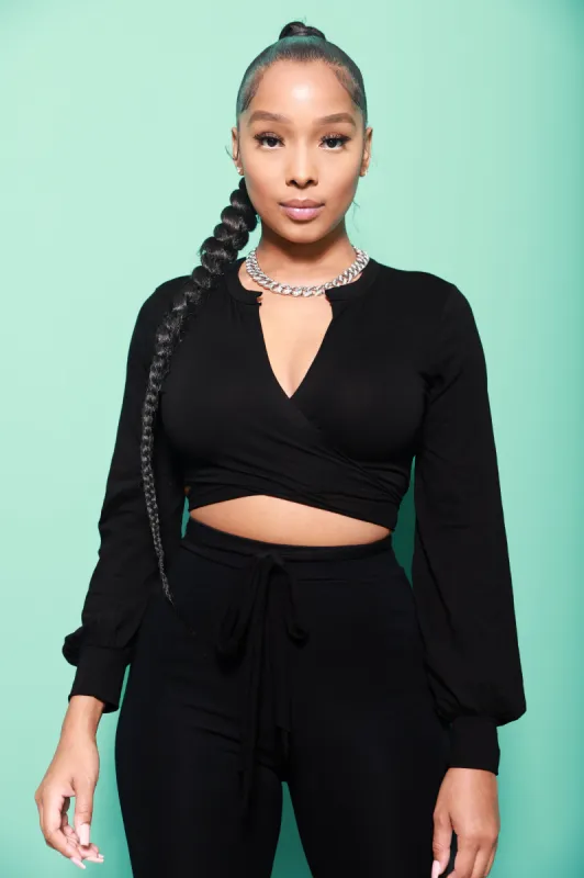 Risk Taker Tie Up Crop Top - Black sold by Swankaposh
