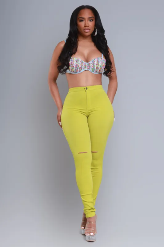 BSS High Rise Skinny Jeans - Kiwi Green sold by Swankaposh