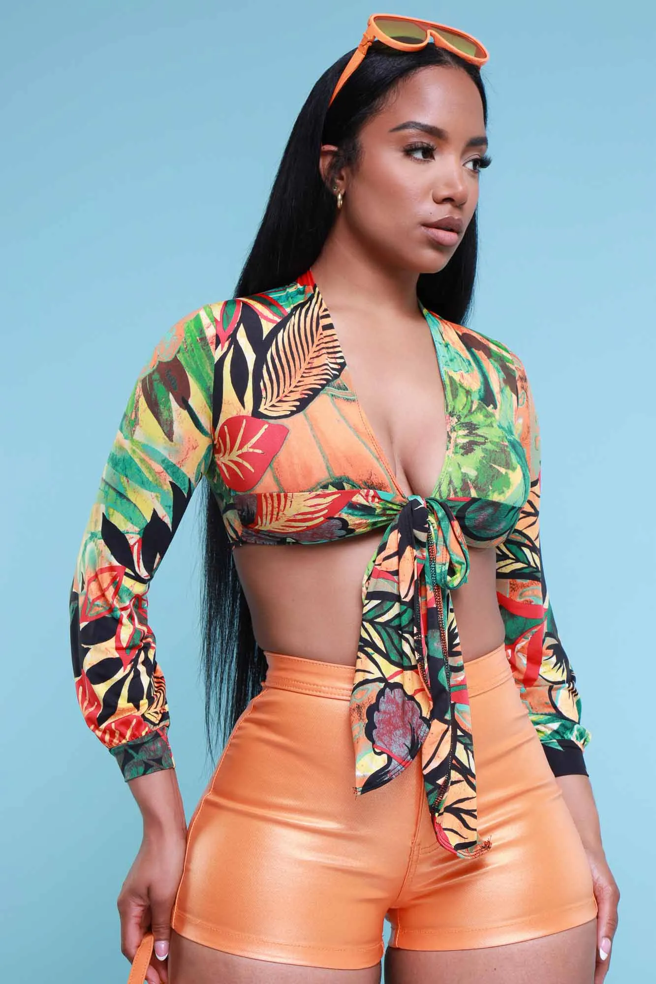 Paradise City Long Sleeve Crop Top - Orange sold by Swankaposh product image thumbnail 5