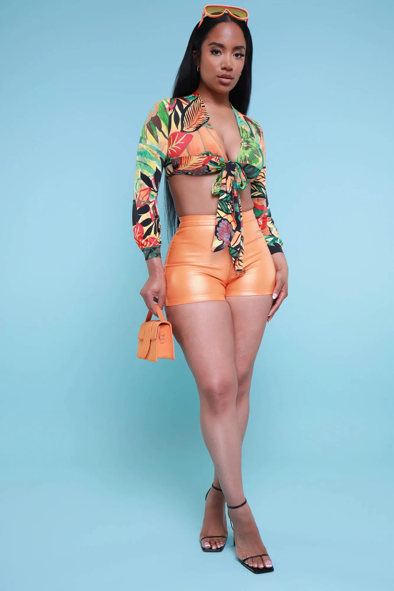 Paradise City Long Sleeve Crop Top - Orange sold by Swankaposh product image thumbnail 2