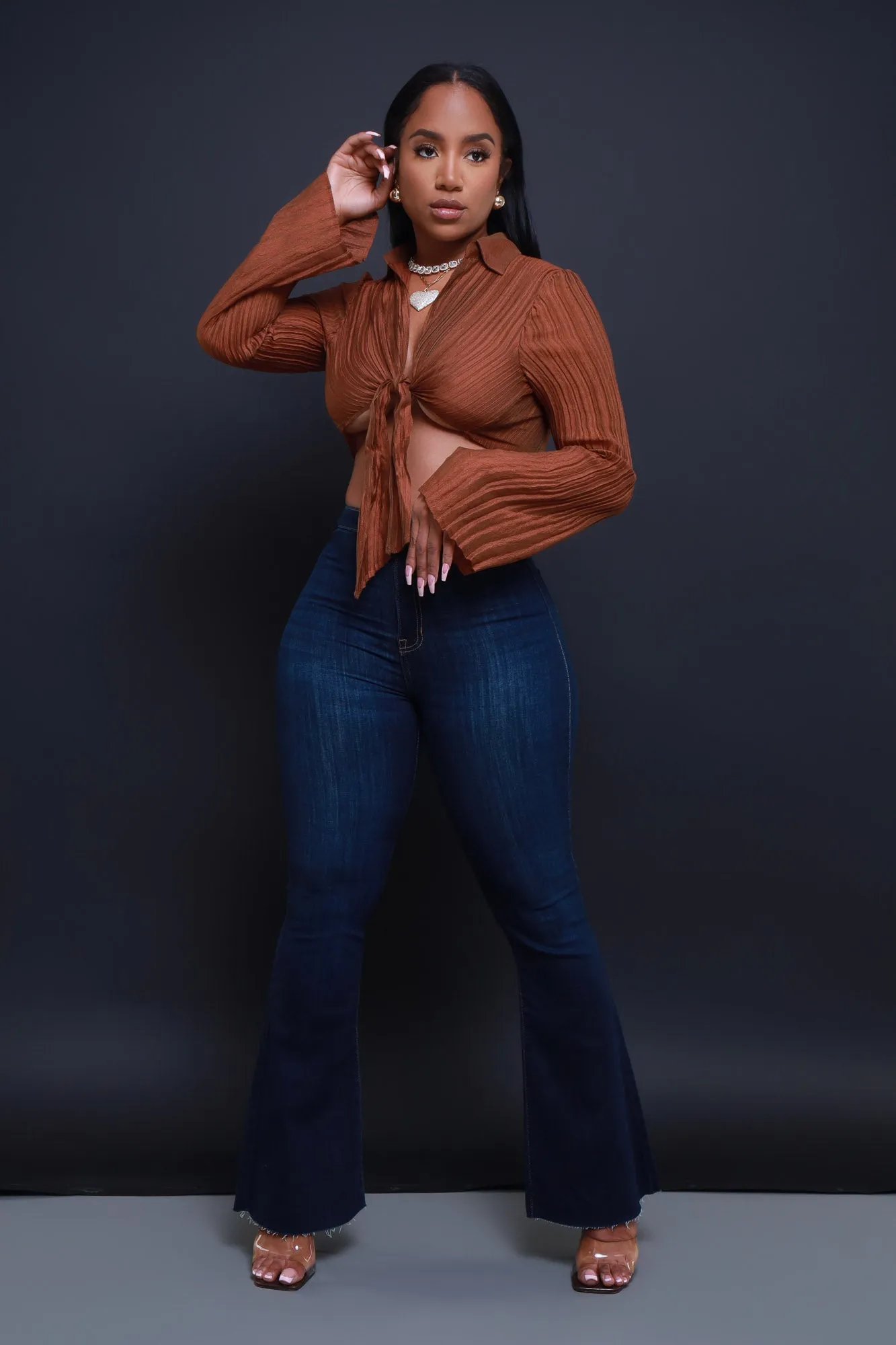 Bring It Up High Rise Super Flare Jeans - Dark Wash sold by Swankaposh