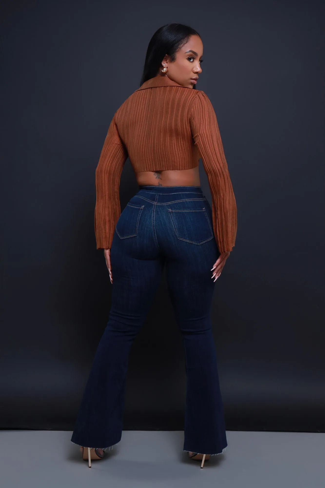 Bring It Up High Rise Super Flare Jeans - Dark Wash sold by Swankaposh product image thumbnail 4