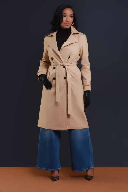 Consider It Longline Trenchcoat - Tan sold by Swankaposh