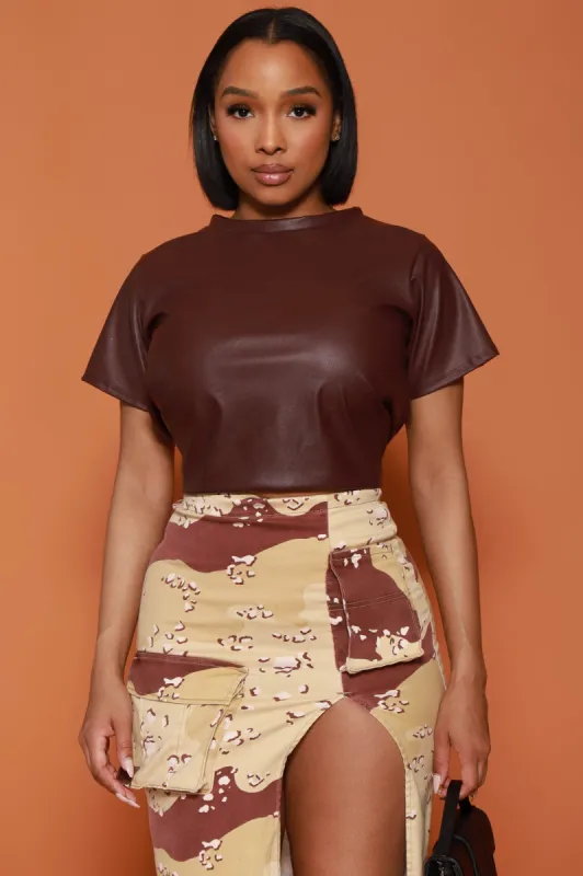Bad At Love Faux Leather Top - Burgundy sold by Swankaposh