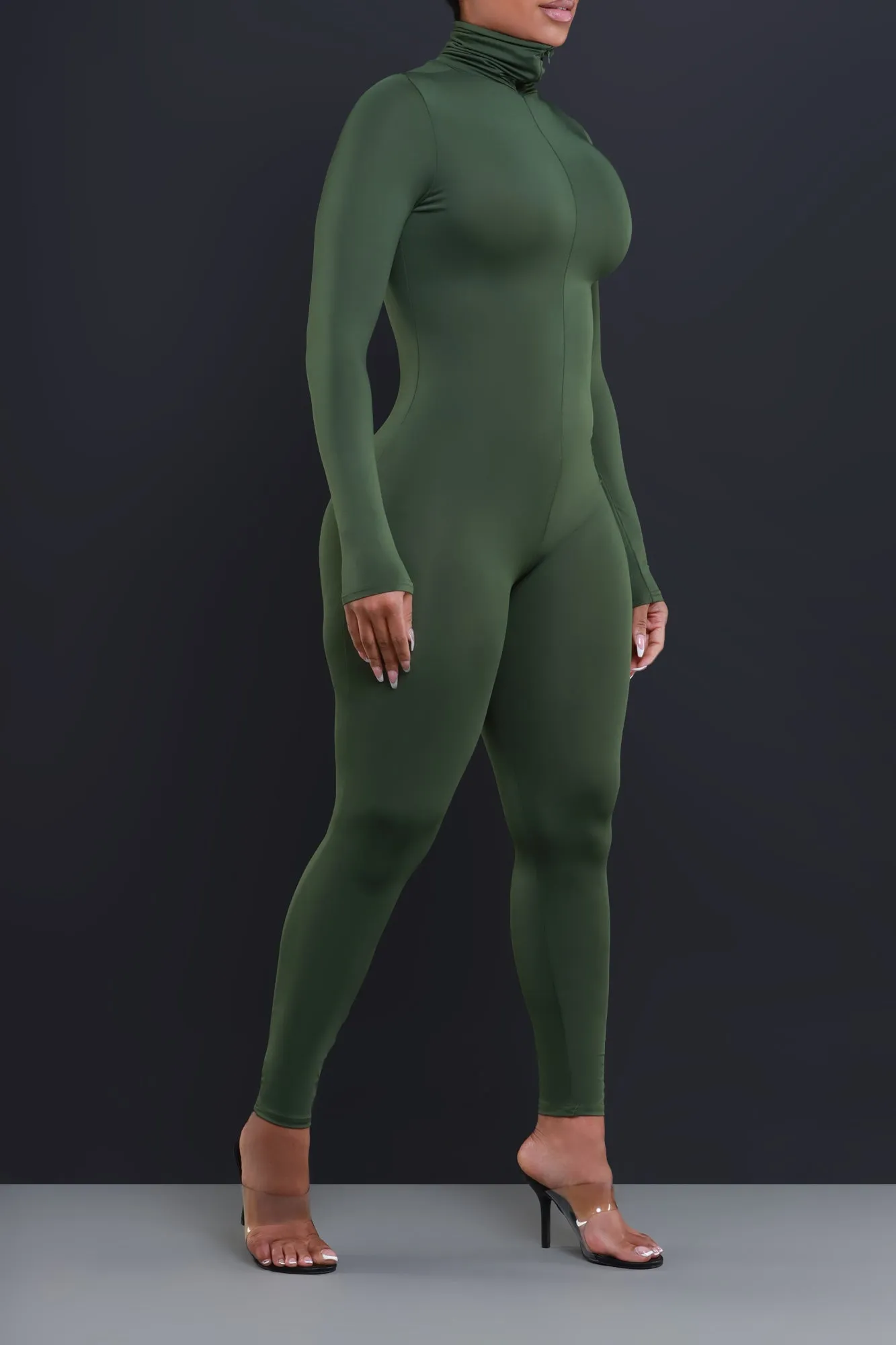 High Class Mock Neck Jumpsuit - Olive sold by Swankaposh product image thumbnail 4