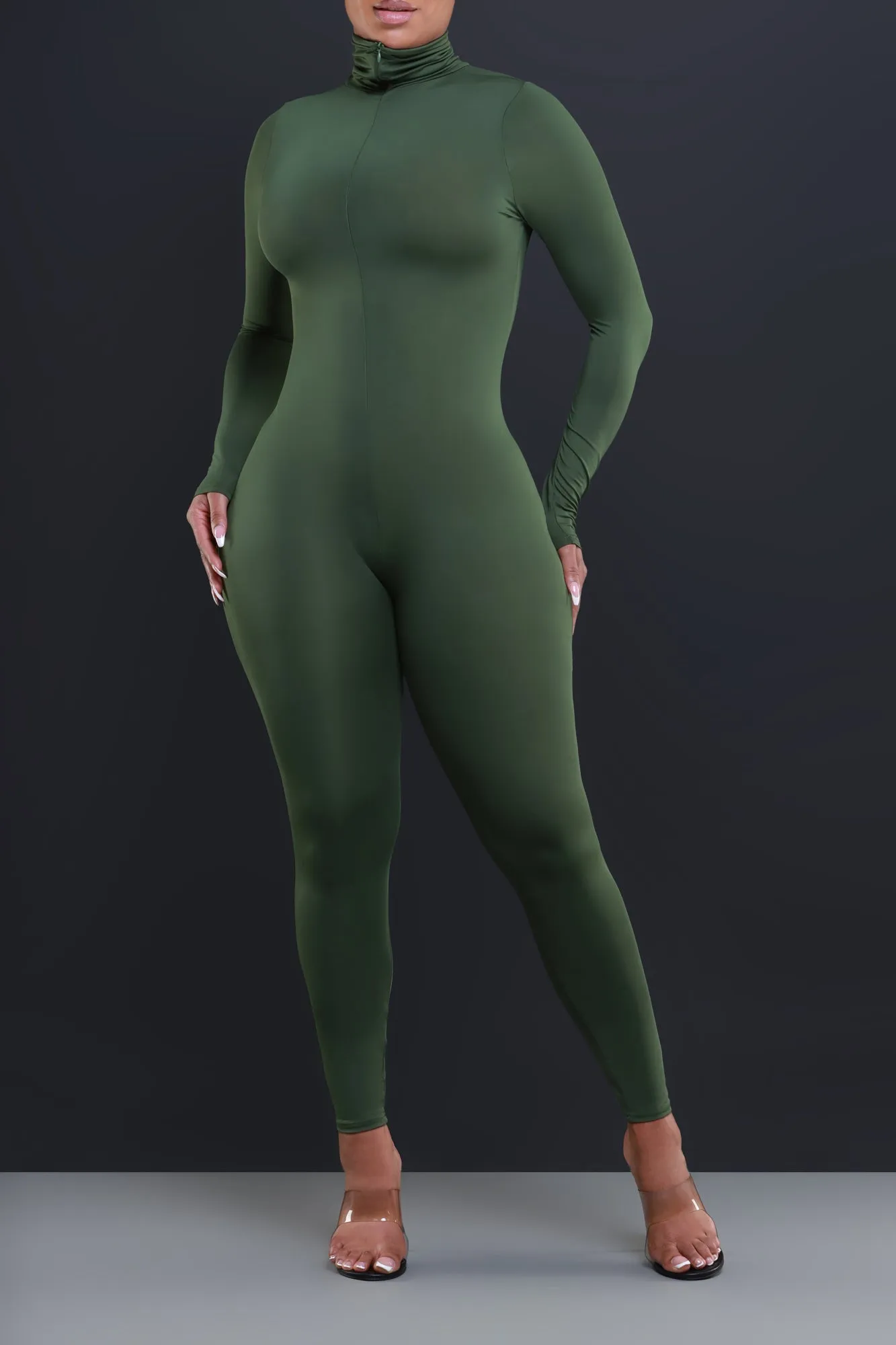 High Class Mock Neck Jumpsuit - Olive sold by Swankaposh product image thumbnail 2
