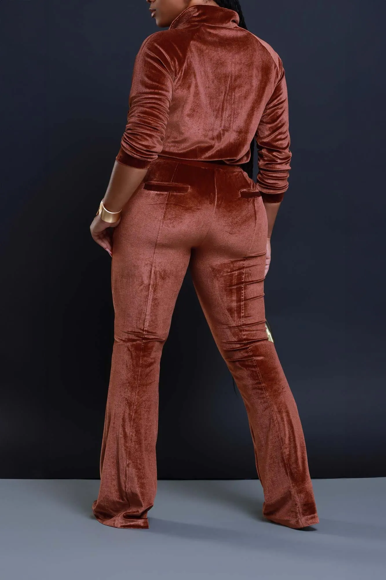 Say Something Velvet Jogger Set - Brown sold by Swankaposh product image thumbnail 3