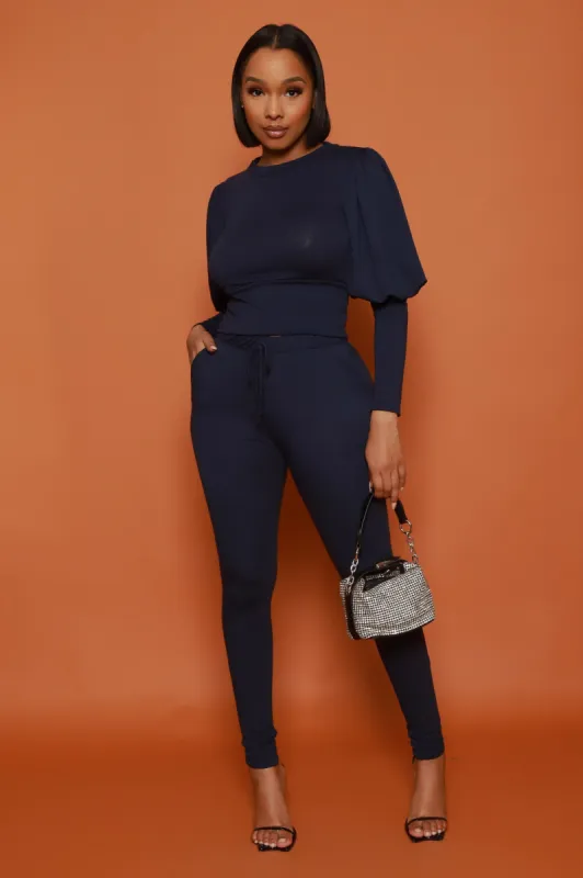 Diary Power Sleeve Jogger Set - Navy sold by Swankaposh