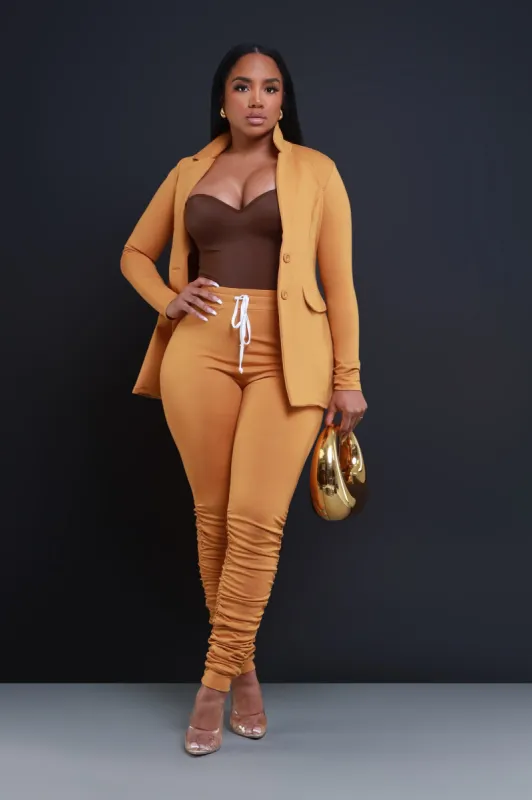 Now Or Never Ruched Leggings - Mustard sold by Swankaposh