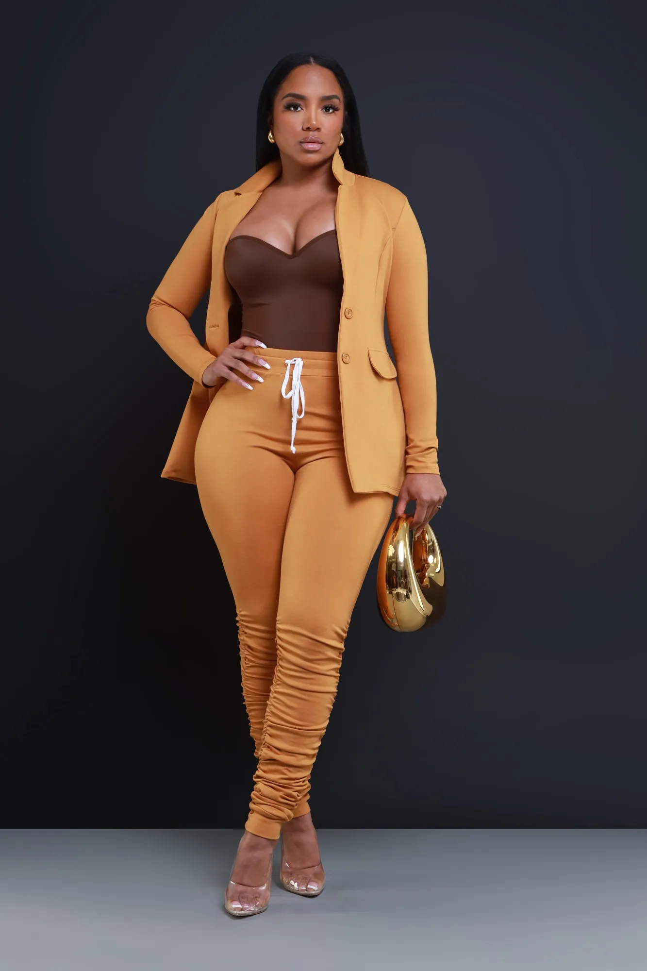 Now Or Never Ruched Leggings - Mustard sold by Swankaposh