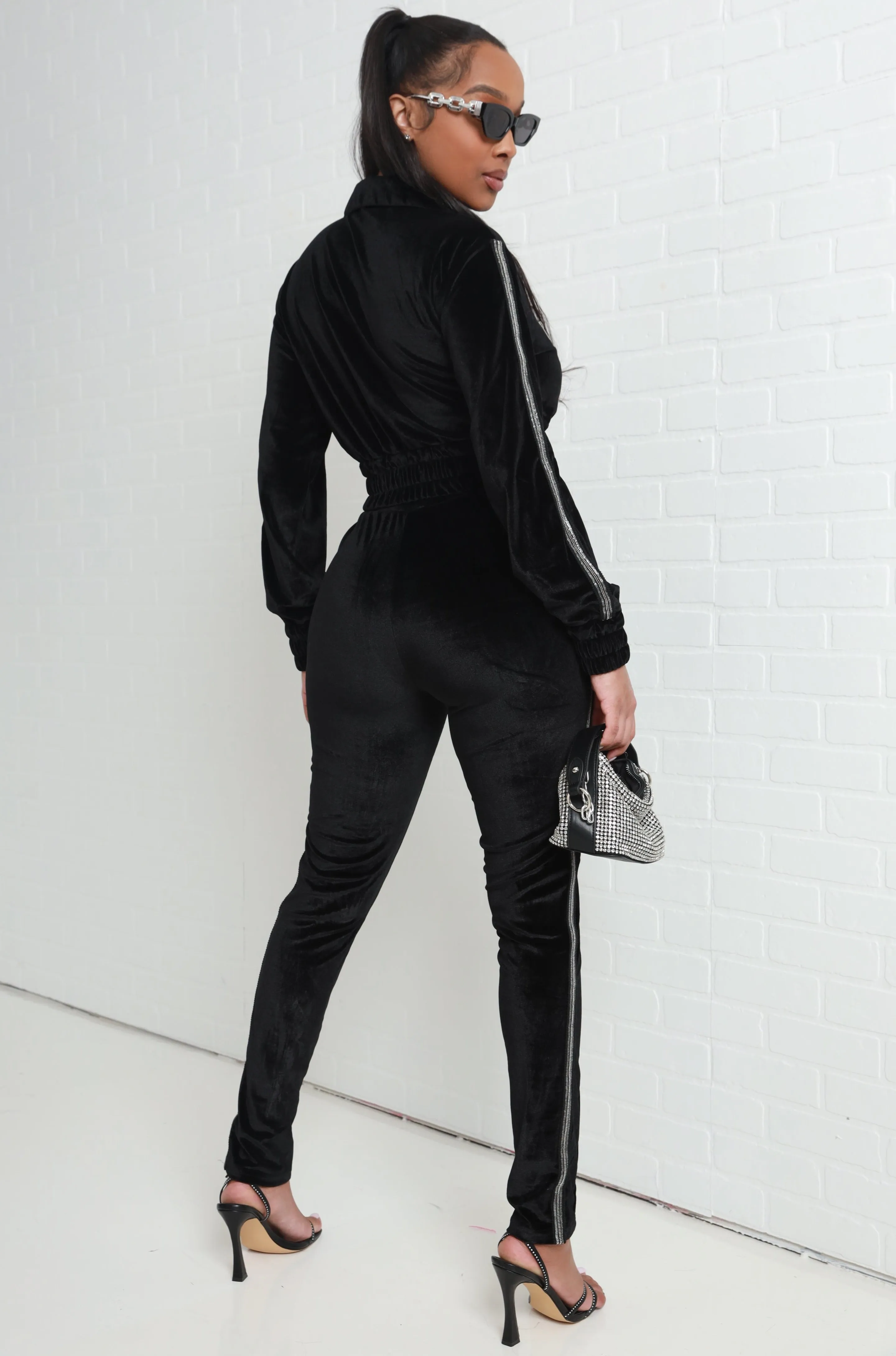 Don't You Dare Sequined Velvet Pants Set - Black sold by Swankaposh product image thumbnail 3