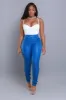 Be Honest Ruched High Waist Pants - Royal Blue Faux Leather Leggings sold by Swankaposh