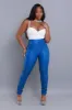 Be Honest Ruched High Waist Pants - Royal Blue Faux Leather Leggings sold by Swankaposh