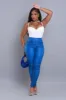 Be Honest Ruched High Waist Pants - Royal Blue Faux Leather Leggings sold by Swankaposh