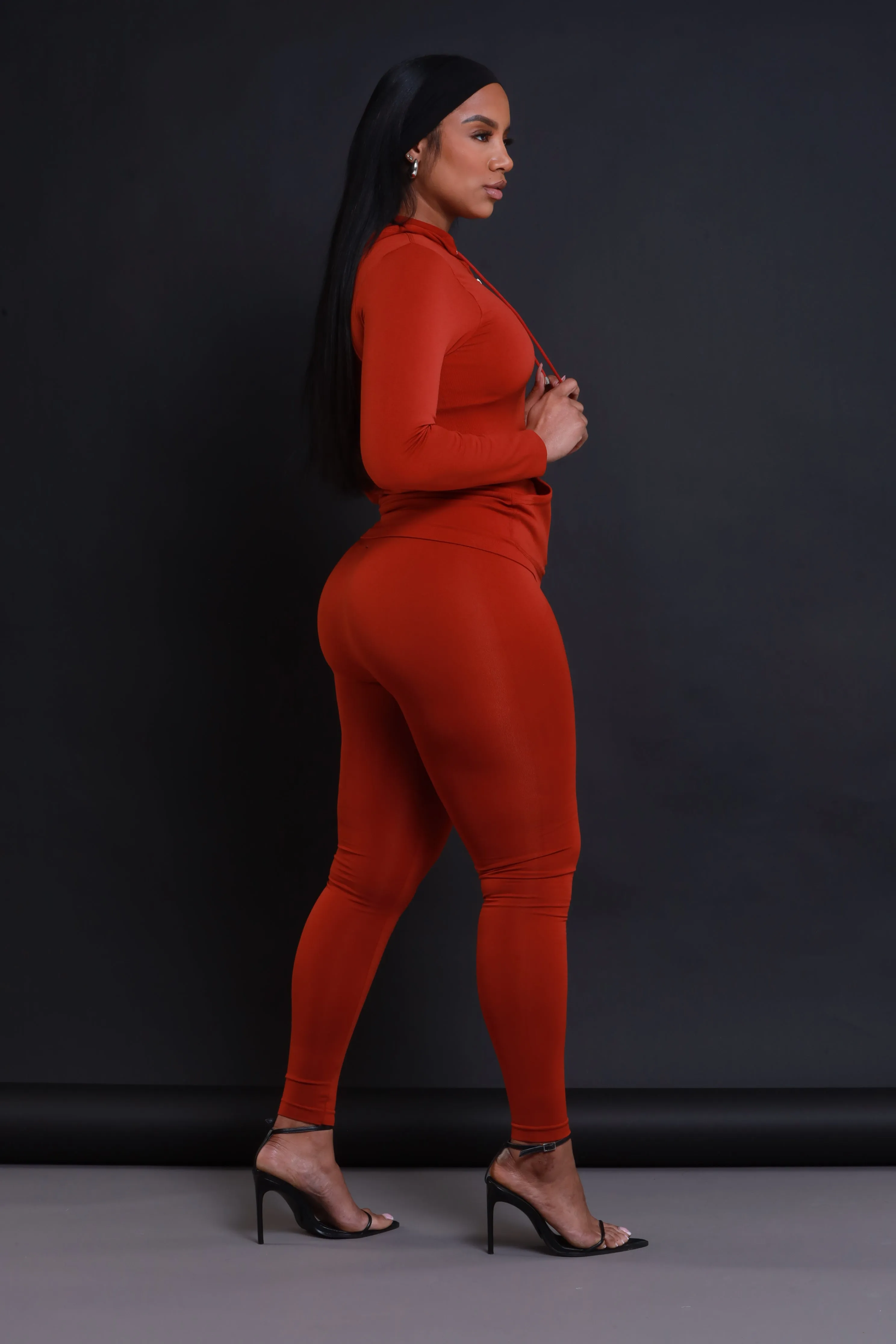 Just Vibing Seamless Zip Up Legging Set - Brick sold by Swankaposh product image thumbnail 3