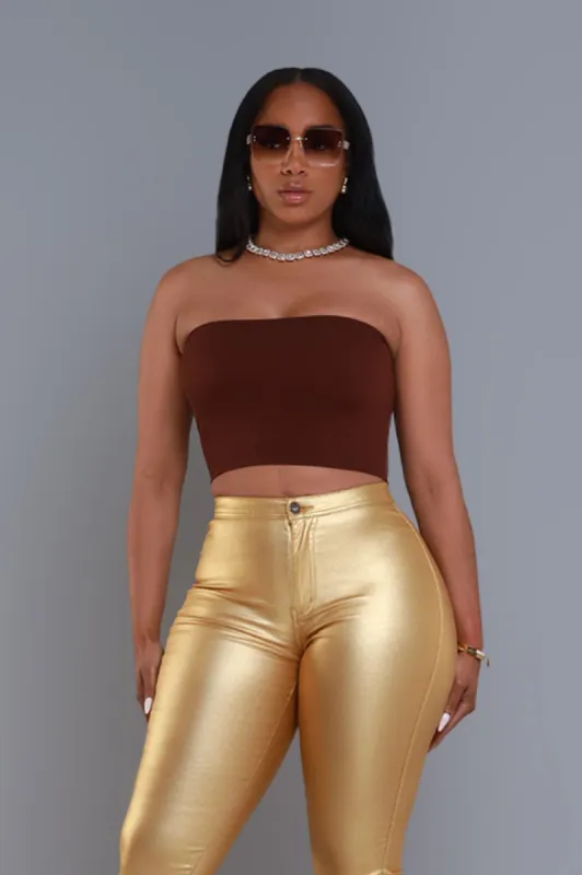 Back In The Game Bandeau Top - Expresso sold by Swankaposh