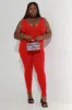 Iconic Sleeveless V-Neck Seamless Ribbed Jumpsuit - Red sold by Swankaposh
