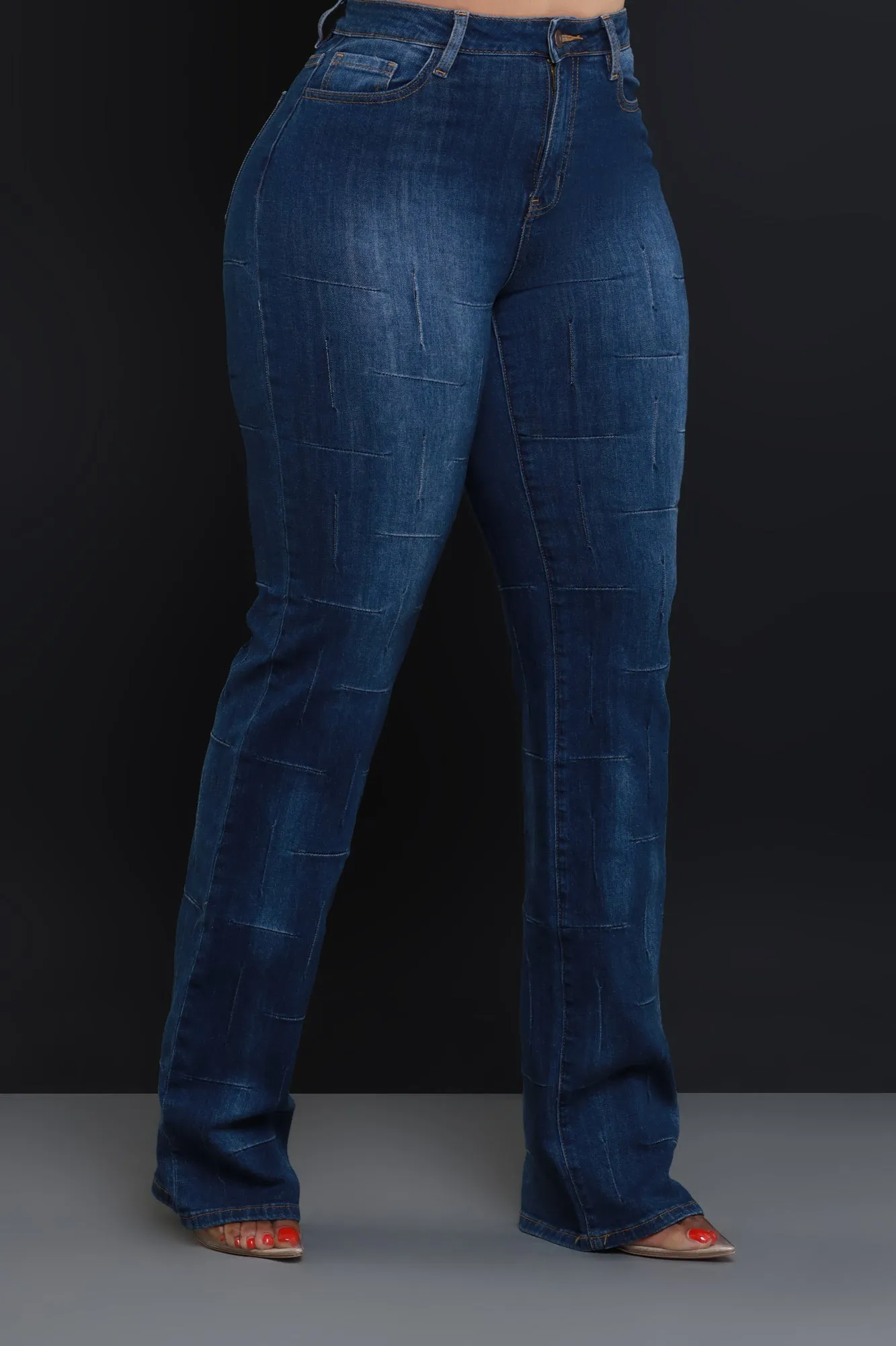 Stand Down High Rise Textured Bootcut Jeans - Dark Wash sold by Swankaposh product image thumbnail 5