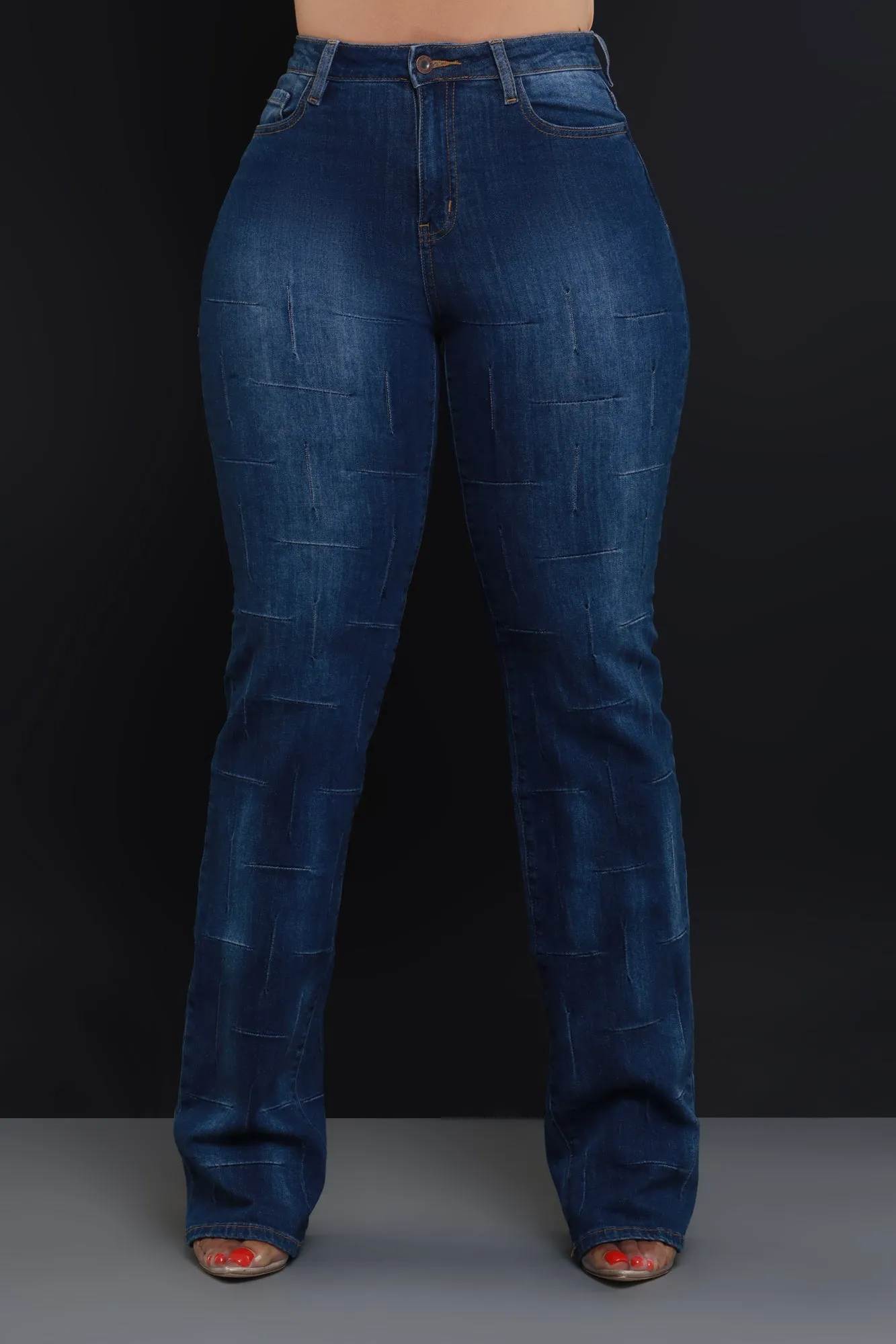 Stand Down High Rise Textured Bootcut Jeans - Dark Wash sold by Swankaposh product image thumbnail 3