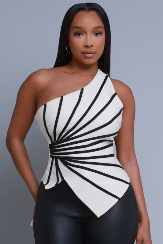 Line By Line One Shoulder Bandage Top - Ivory sold by Swankaposh