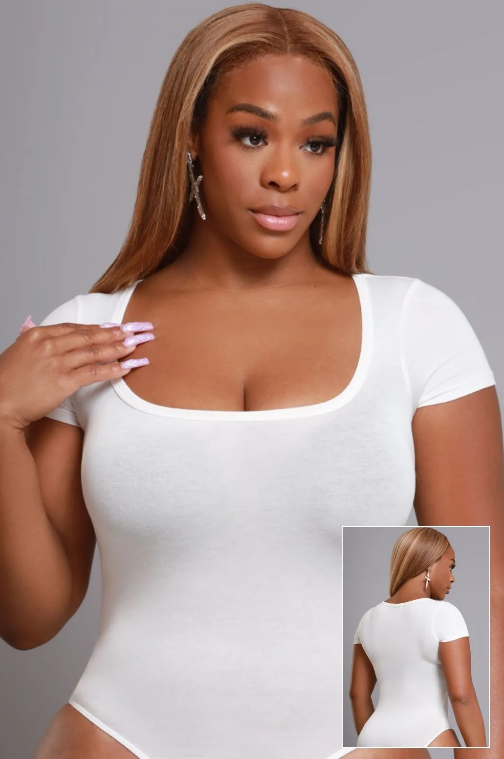 Must Have Basic Bodysuit - White Deep Plunge sold by Swankaposh