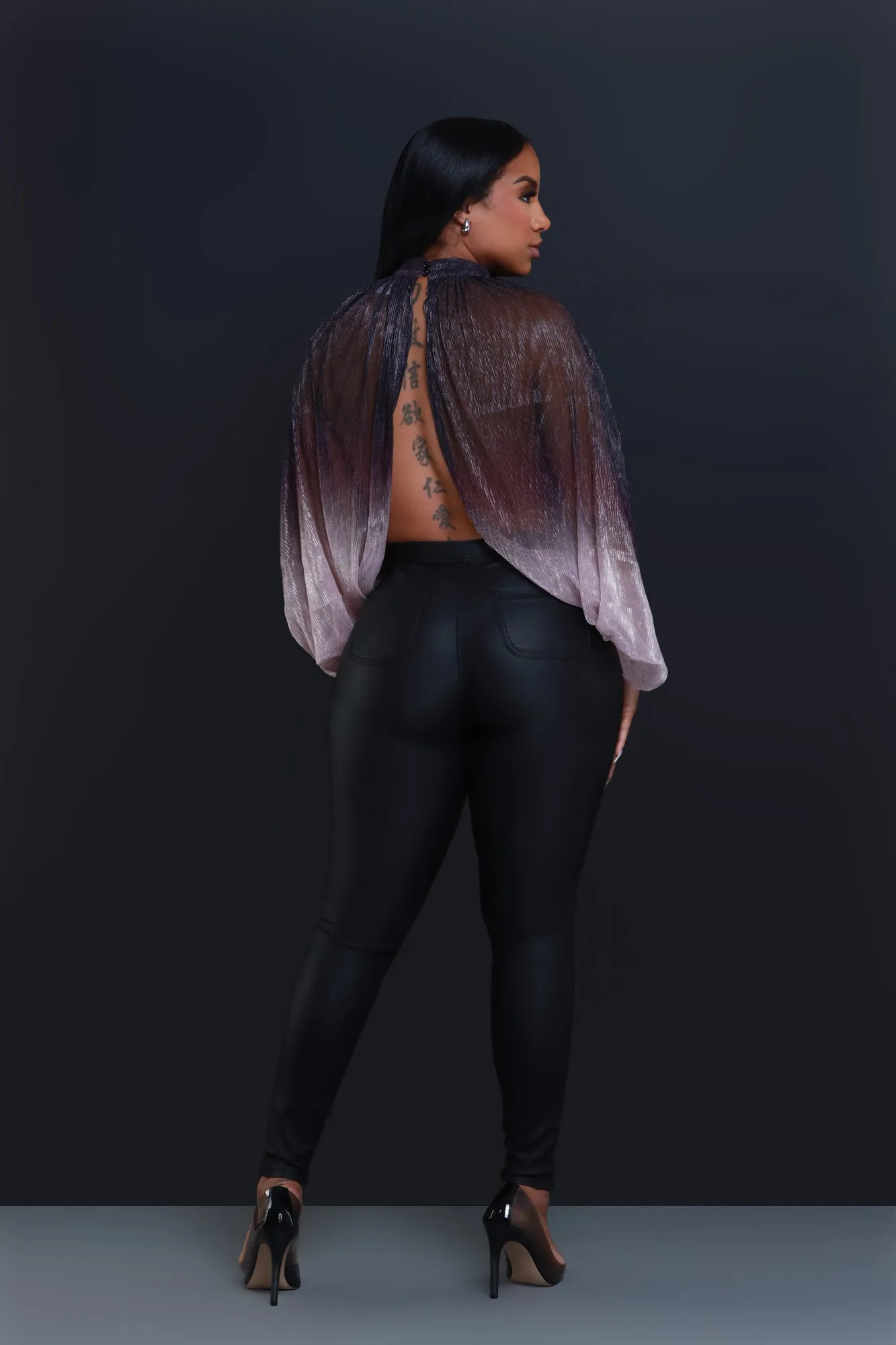 Backstage Pass Sheer Open Front Top - Purple Ombre sold by Swankaposh product image thumbnail 2